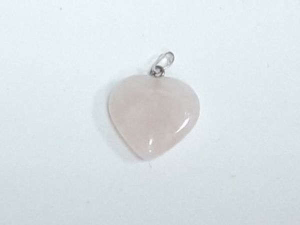 Imagen de Colgante de piedra natural en forma de corazón Cuarzo rosa