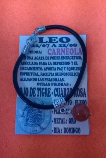 Imagen de PULSERA PIEDRA CARNEOLA DEL ZODIACO LEO