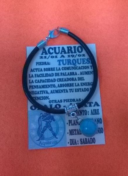 Imagen de PULSERA PIEDRA TURQUESA DEL ZODIACO ACUARIO