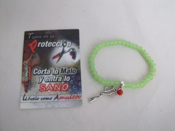Imagen de  PULSERA TIJERA PROTECCION CRISTAL FACETADO VERDE CLARO