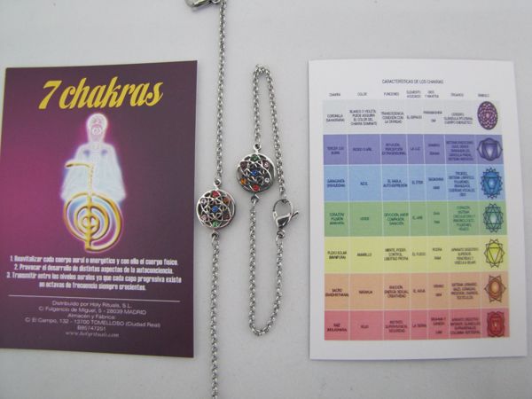 Imagen de  PULSERA CHAKRA 7 CORONILLA COMPLETA DE ACERO  CON 7 CHAKRAS CRISTAL SWAROSKY NATURAL. MODELOS EXCLUSIVOS