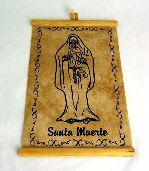 Imagen de SERIGRAFIA EN TELA TIPO CUERO SANTA MUERTE