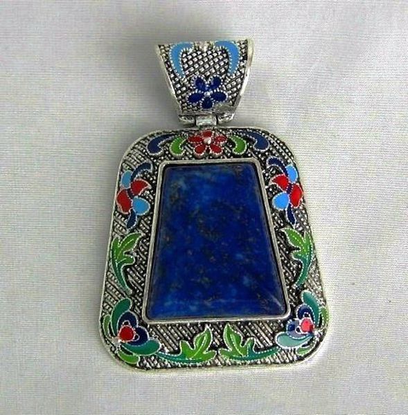 Imagen de COLGANTE ZAMAK PIEDRA NATURAL LAPISLAZULI