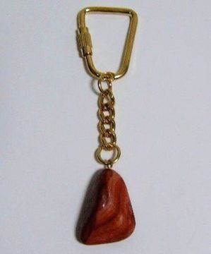 Imagen de LLAVERO DORADO CON PIEDRA NATURAL JASPE PAISAJE