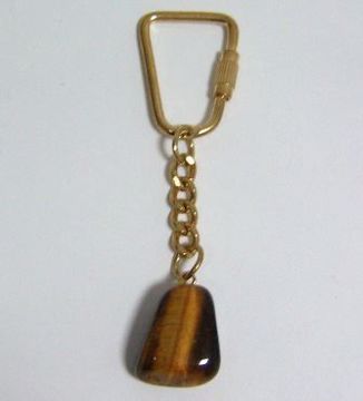 Imagen de LLAVERO DORADO CON PIEDRA NATURAL OJO TIGRE