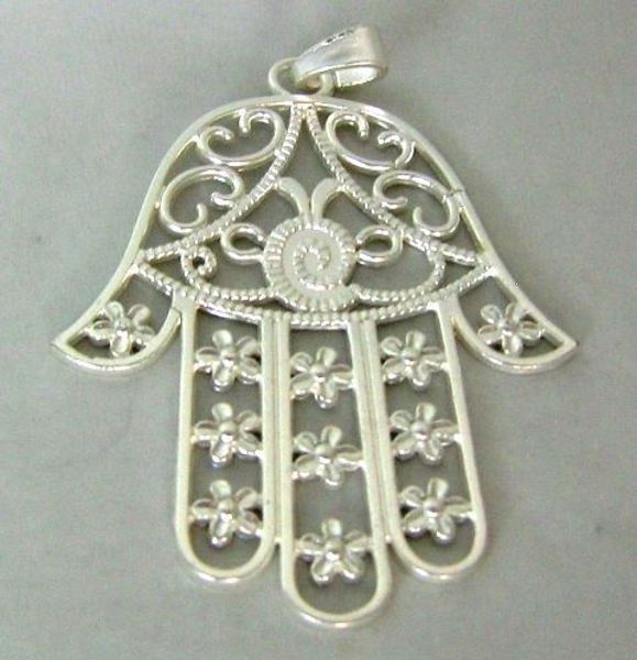 Imagen de COLGANTE AMULETO MANO DE FATIMA PLATEADA