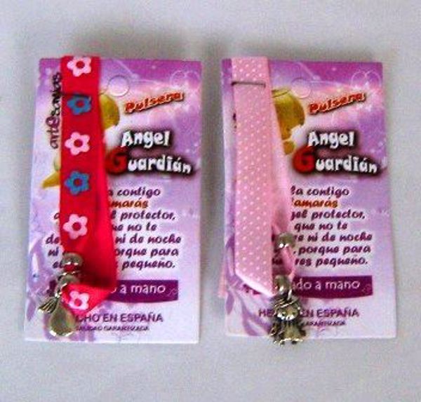 Imagen de PULSERA ÁNGEL GUARDIÁN LAZO ROSA CON LUNARES