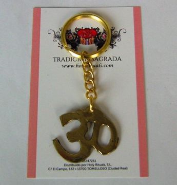 Imagen de LLAVERO DORADO SIMBOLO OM 9 CMS