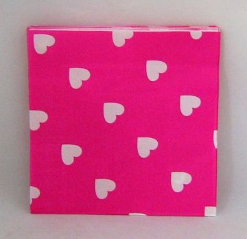 Imagen de SERVILLETAS ROSAS CON CORAZON 35X35 CMS