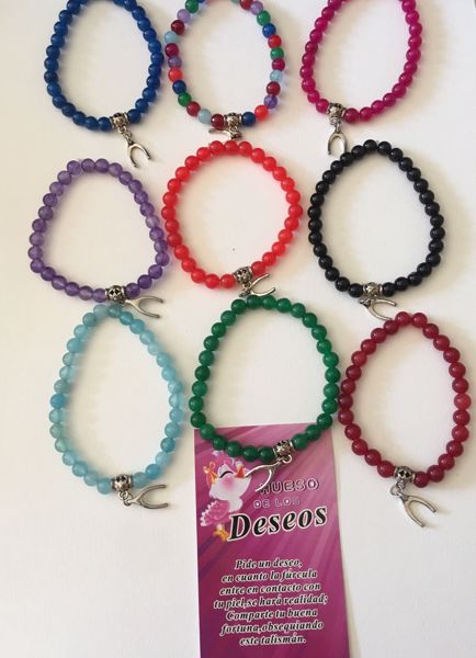 Imagen de  PULSERA HUESO DE LOS DESEOS BOLAS COLOR NARANJA