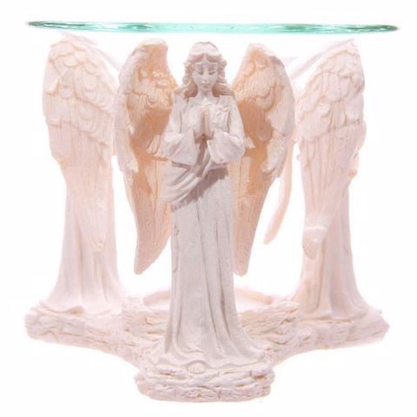 Imagen de Quemador Aceite Angel color blanco rezando