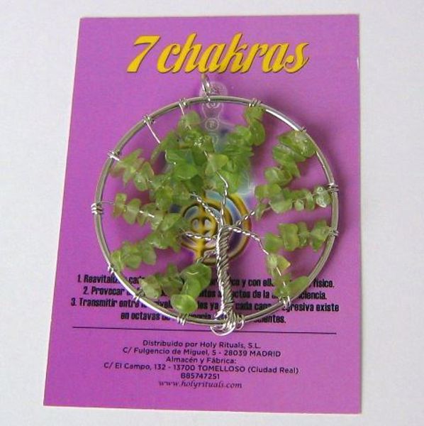 Imagen de COLGANTE TALISMAN ARBOL DE LA VIDA CUARZO VERDE PERIDOTO