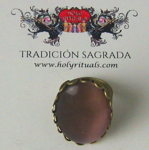 Imagen de Anillo de poder con piedra natural ojo de gato morado 25 mms