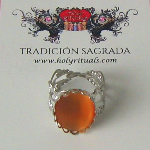 Imagen de Anillo de poder con piedra natural ojo de gato naranja 19 mms