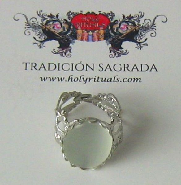 Imagen de Anillo de poder con piedra natural ojo de gato blanco 19 mms