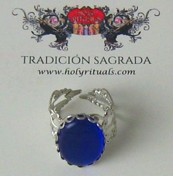 Imagen de Anillo de poder con piedra natural ojo de gato azul 19 mms