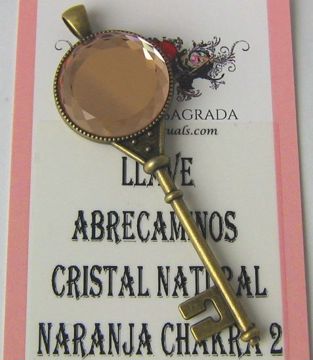 Imagen de LLAVE ABRECAMINOS CRISTAL NATURAL NARANJA 2 CHAKRA 87X26 MMS