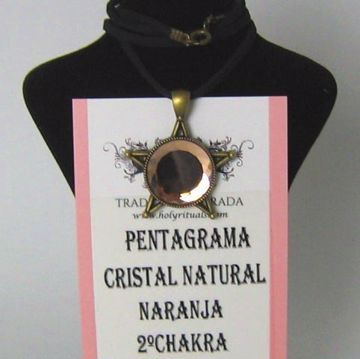Imagen de COLLAR PENTAGRAMA CRISTAL NATURAL NARANJA 2º CHAKRA 40 MMS