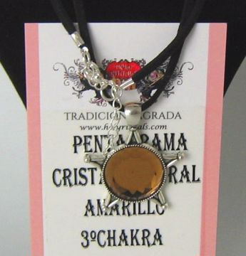 Imagen de COLLAR PENTAGRAMA CRISTAL NATURAL AMARILLO 3º CHAKRA 40 MMS