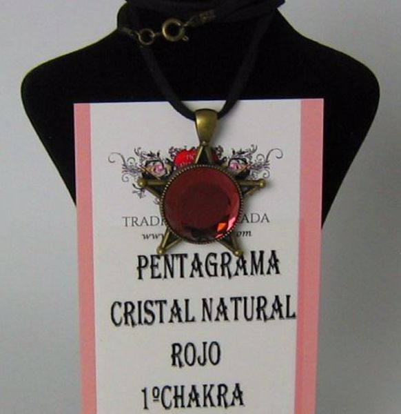 Imagen de COLLAR PENTAGRAMA CRISTAL NATURAL ROJO 1º CHAKRA 40 MMS