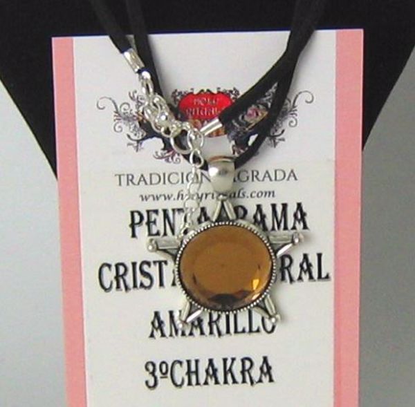 Imagen de COLLAR PENTAGRAMA CRISTAL NATURAL NARANJA 2º CHAKRA 40 MMS M2