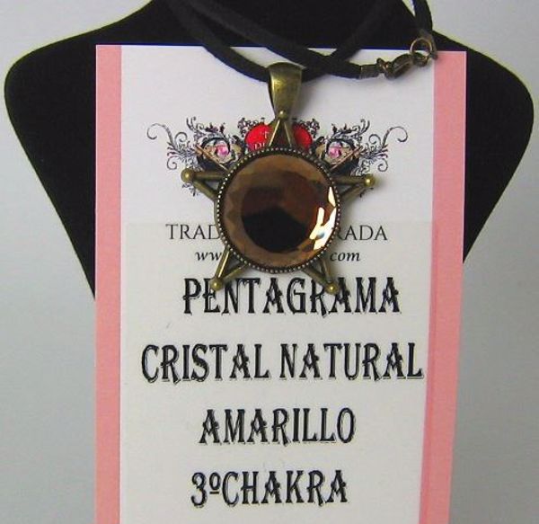 Imagen de COLLAR PENTAGRAMA CRISTAL NATURAL AMARILLO 3º CHAKRA 40 MMS M2