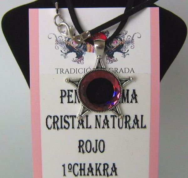 Imagen de COLLAR PENTAGRAMA CRISTAL NATURAL ROJO 1º CHAKRA 40 MMS  M2