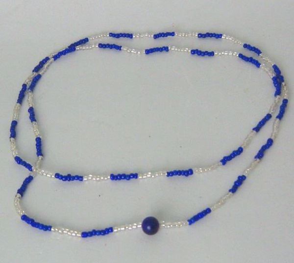 Imagen de COLLAR CANDOMBLE YEMANYA (Transparente- Azul Royal)