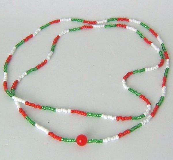 Imagen de COLLAR CANDOMBLE SAN JORGE BLANCO ROJO VERDE