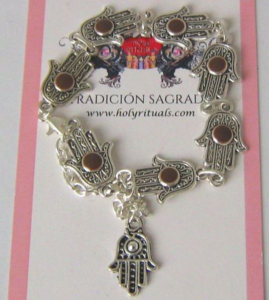 Imagen de PULSERA MANO DE FATIMA CON FILIGRANA MARRON 285 MMS