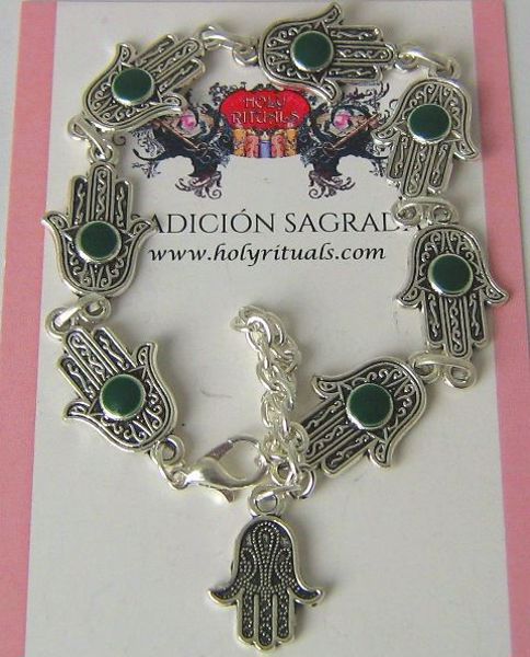 Imagen de PULSERA MANO DE FATIMA CON FILIGRANA VERDE 285 MMS