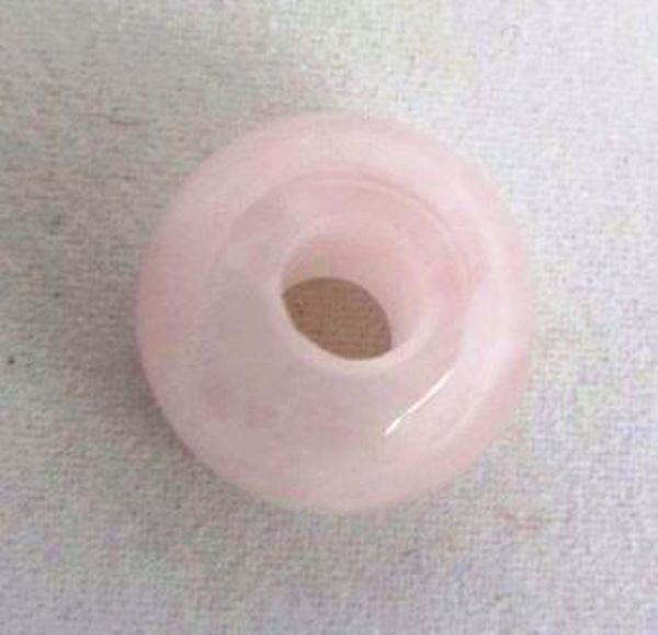 Imagen de Cuarzo rosa natural en forma de donuts abalorio tipo pandora 14X9 mms