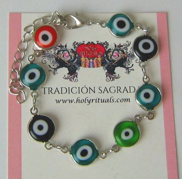 Imagen de PULSERA OJO TURCO MULTICOLOR CIERRE PLATEADO 8 OJOS