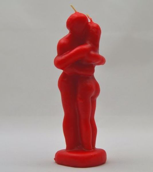 Imagen de Vela pareja entrelazada  unión roja 22 cm