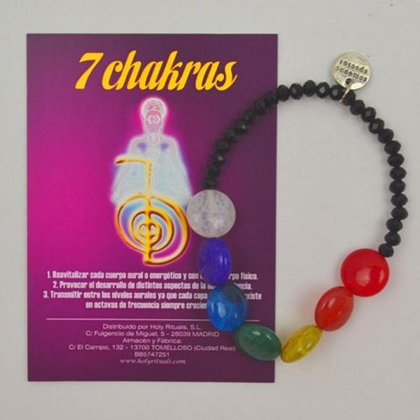 Imagen de PULSERA 7 CHAKRAS PIEDRA PLANA