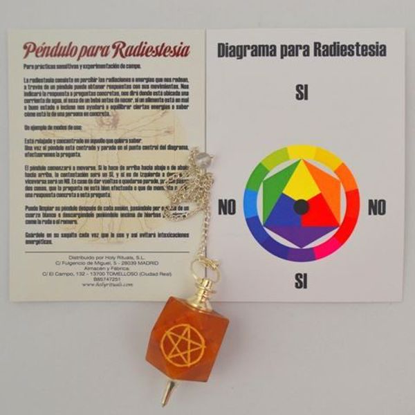 Imagen de Péndulo calcita naranja con símbolo pentagrama