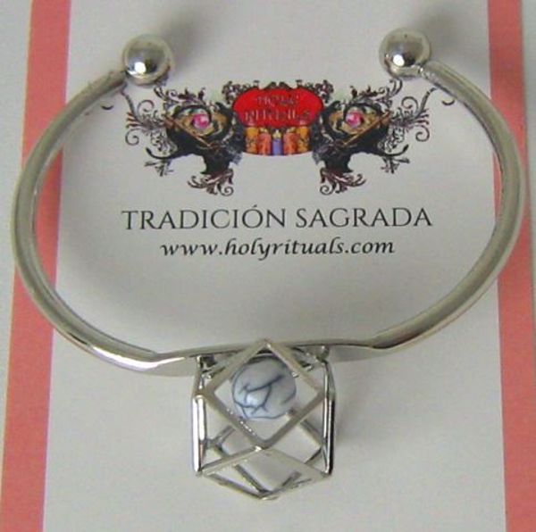 Imagen de PULSERA EXTENSIBLE PLATEADA CUBO TAEDRO 61 MMS APROX