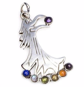 Imagen de COLGANTE DE PLATA HADA 7 CHAKRAS 39X24 MMS