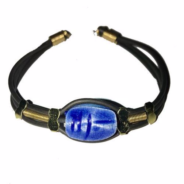 Imagen de Pulsera Escarabajo Egipcio azul oscuro caucho 