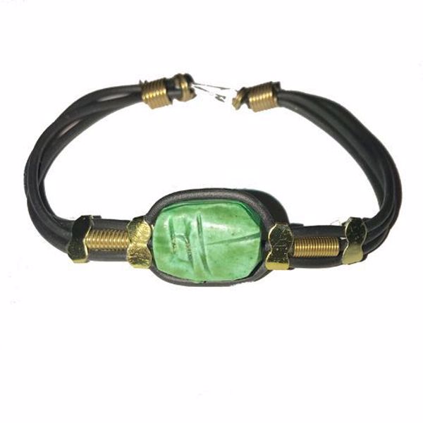 Imagen de Pulsera Escarabajo Egipcio verde caucho