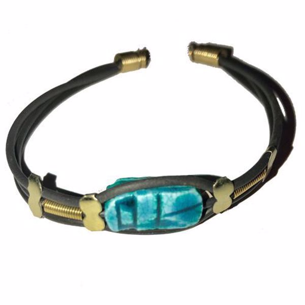 Imagen de  Pulsera Escarabajo Egipcio azul turquesa caucho 