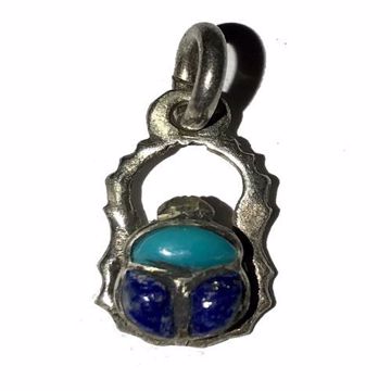 Imagen de Colgante Escarabajo Egipcio piedra turquesa y lapiszaluli de plata