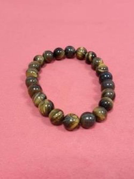 Imagen de PULSERA DE BOLAS PIEDRA NATURAL OJO TIGRE 8 mms