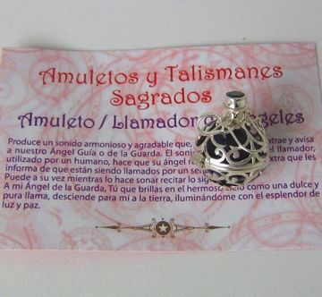 Imagen de AMULETO LLAMADOR DE ANGELES CON JAULA + PIEDRA NATURAL MORADO 35 MM