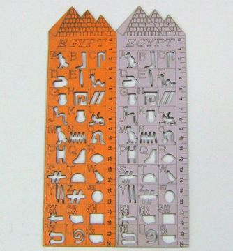 Imagen de ALFABETO ANTIGUO EGIPCIO NARANJA EN MADERA LAS PIRAMIDES 24X7 CMS