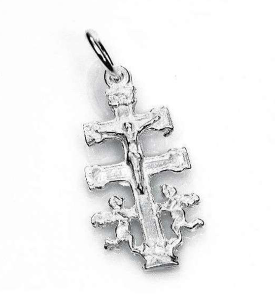 Imagen de Amuleto de plata colgante santa cruz de caravaca doble 28mm