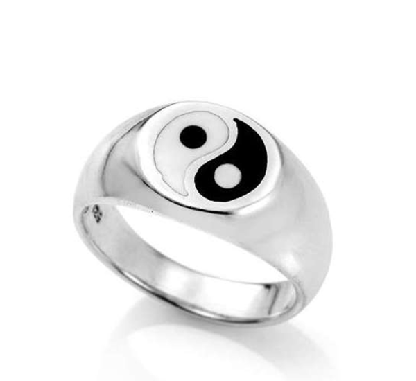 Imagen de Amuleto anillo Yin y yang. Equilibrio.  plata. T-16