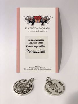 Imagen de Talismán zamak colgante San Judas tadeo y tetragramatón. Casos difíciles o imposibles. Dinero, economía. Protección.