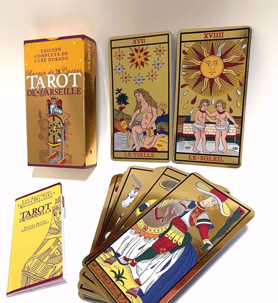 Imagen de Tarot 78 cartas en stamping dorado y plateado 15,5 cm x 8 cm. LE MAT. Encarna Sánchez y Daniel Rodes.