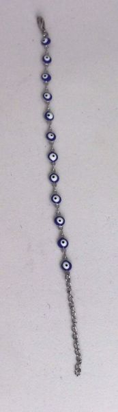 Imagen de PULSERA PLATEADA ACERO OJO TURCO AZUL 3 MM 22 CM LARGO